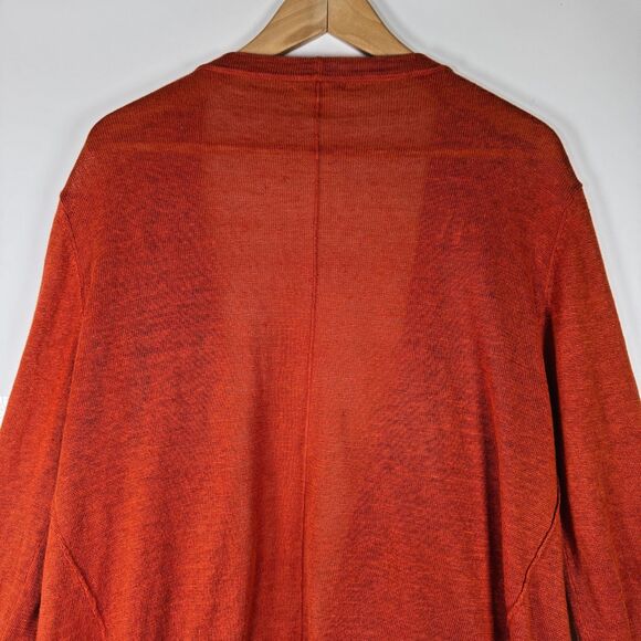 Garnet Hill Linen Cardigan Womens XL Burnt Orange Asymmetrical Hem Button Front - Picture 4 of 15